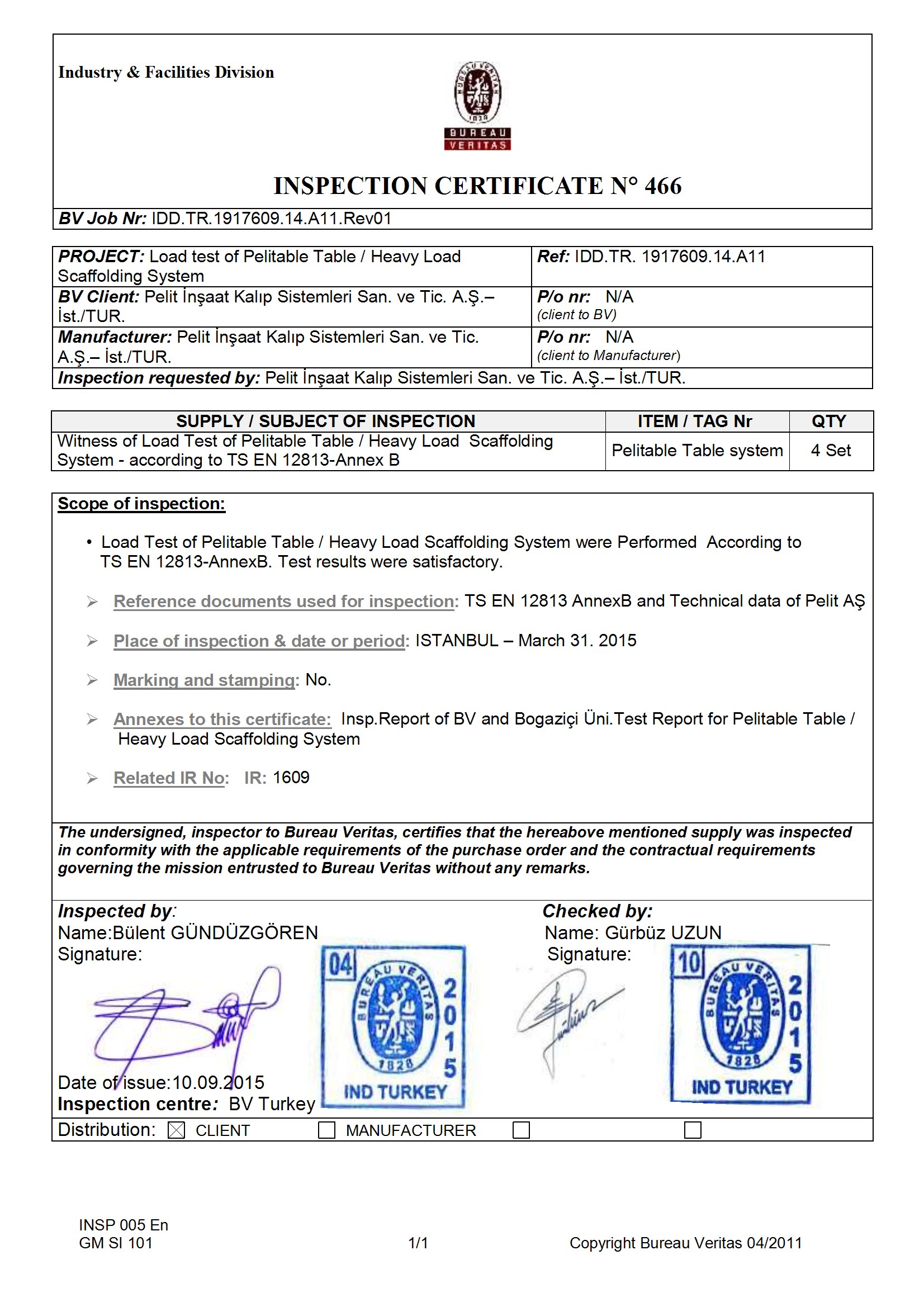 Pelitable Ağır Yük İskele Sistemi